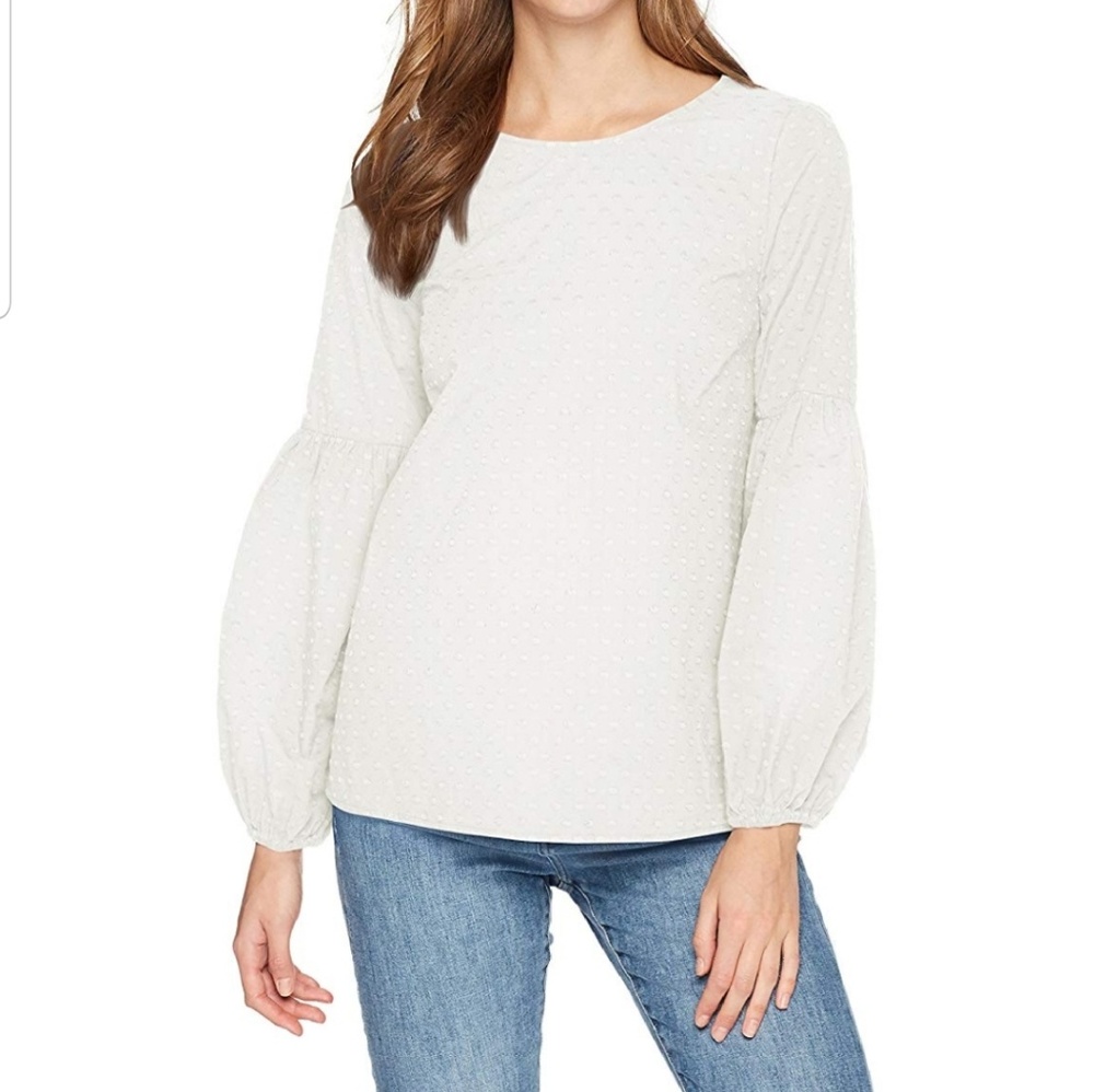 Kensie Embroidered Dot Top Boho 100% Cotton